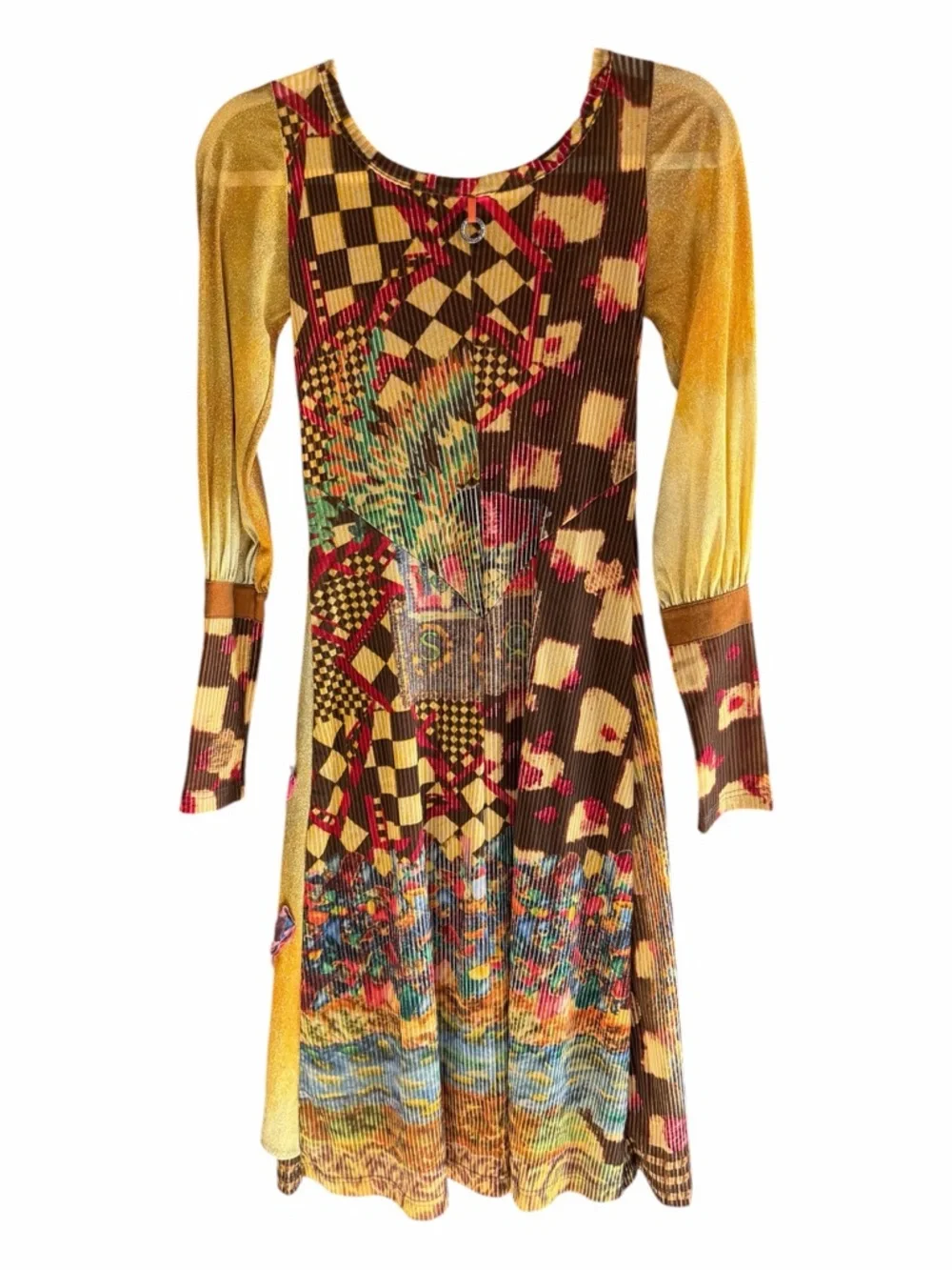 VTG Y2K SAVE THE QUEEN Mesh Midi Dress Fringe Beads RARE S - Picture 4 of 16